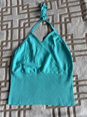 Guess Jeans Bright Aqua Knit Halter Top